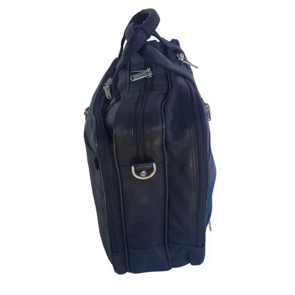 Black Leather ALDA Briefcase Satchel Laptop Bag Messenger Preacher Attorney - Picture 3 of 8